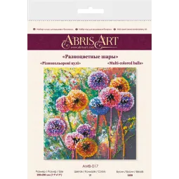 Vidutinio dydžio karoliukų siuvinėjimo rinkinys - Įvairiaspalviai rutuliai (Gėlės) AAMB-017