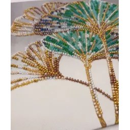 Mid-sized bead embroidery kit - Emerald leaves (Deco Scenes) 20x20 cm AAMB-087