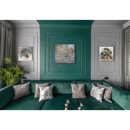 Mid-sized bead embroidery kit - Emerald leaves (Deco Scenes) 20x20 cm AAMB-087