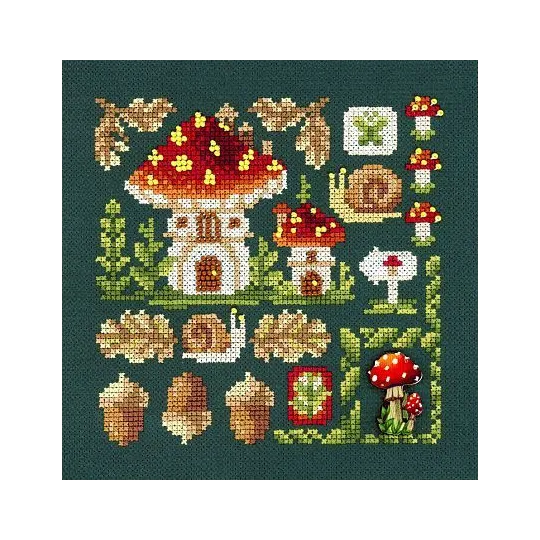 Cross stitch kit "Mini Sampler. Fly Agaric House" SNV-944