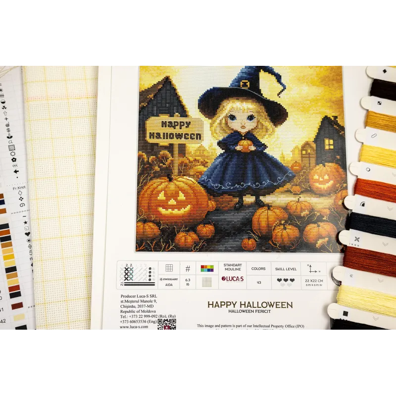 Cross Stitch Kit Happy Halloween 22x22cm SBU5069