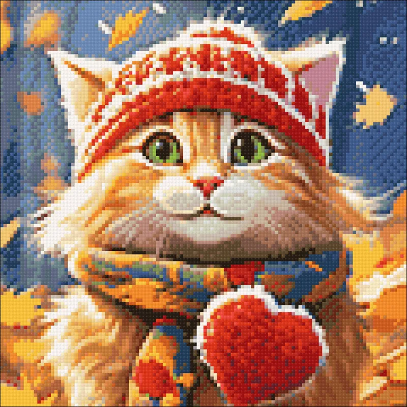 Diamond Painting kit "Autumn cat" 30x30 cm WD3202