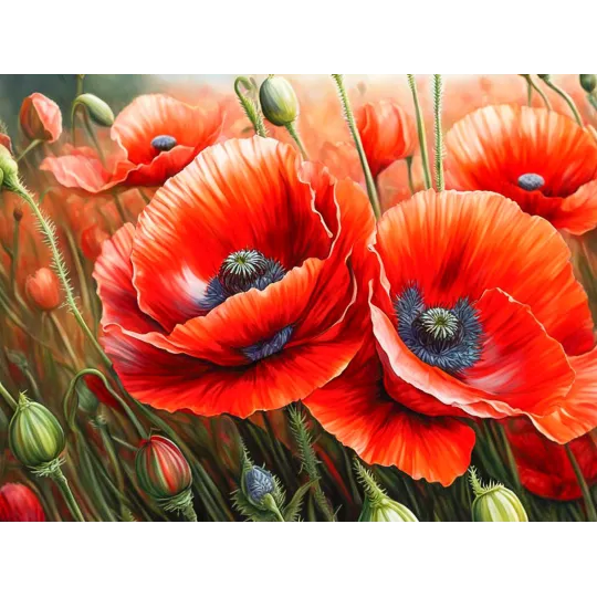Kit de peinture diamant "Coquelicots" 40x30 cm WD3204