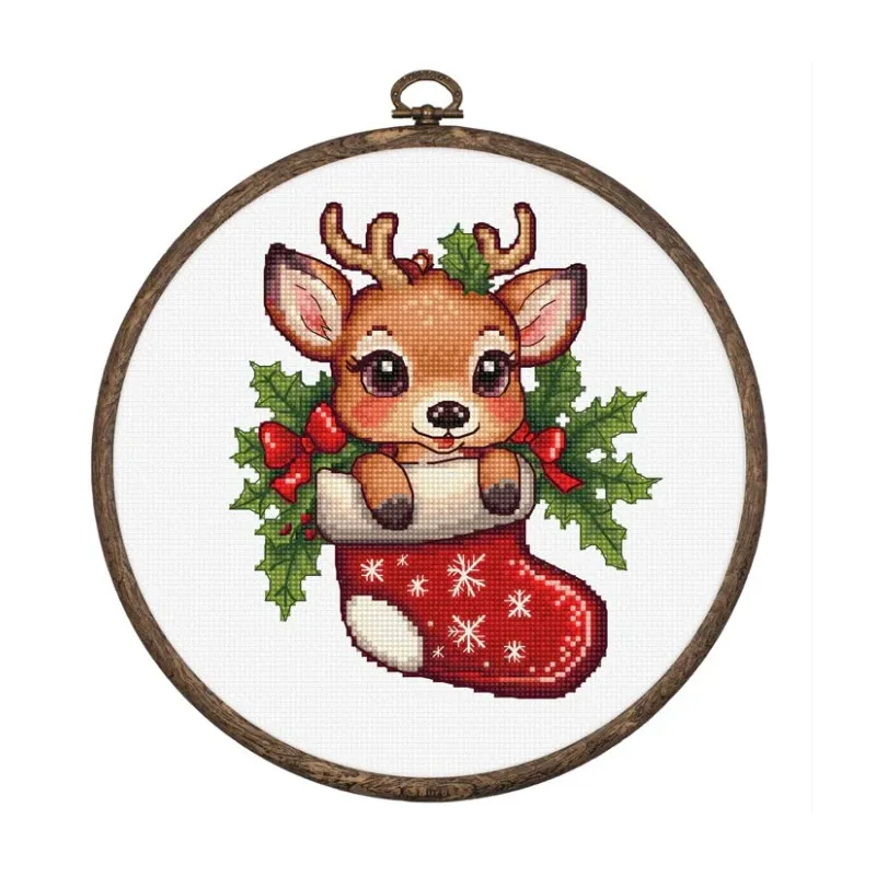 Kreuzstich-Set mit Reifring "Santa's Surprise" 13,5x15cm SBC236