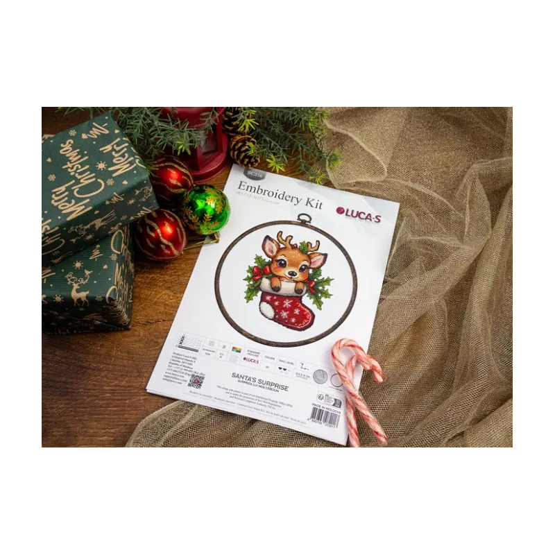 Kreuzstich-Set mit Reifring "Santa's Surprise" 13,5x15cm SBC236