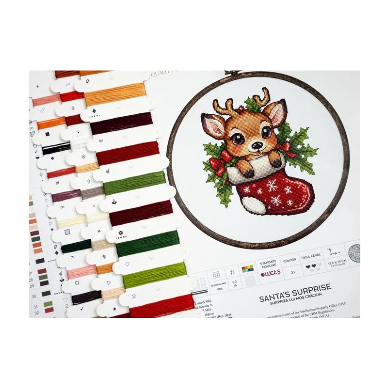 Kreuzstich-Set mit Reifring "Santa's Surprise" 13,5x15cm SBC236