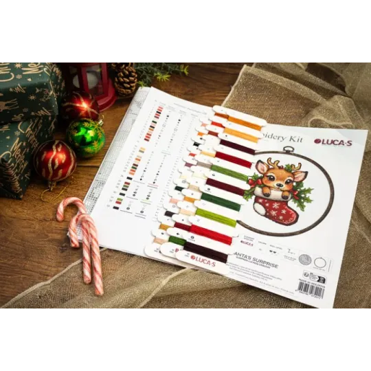 Kreuzstich-Set mit Reifring "Santa's Surprise" 13,5x15cm SBC236