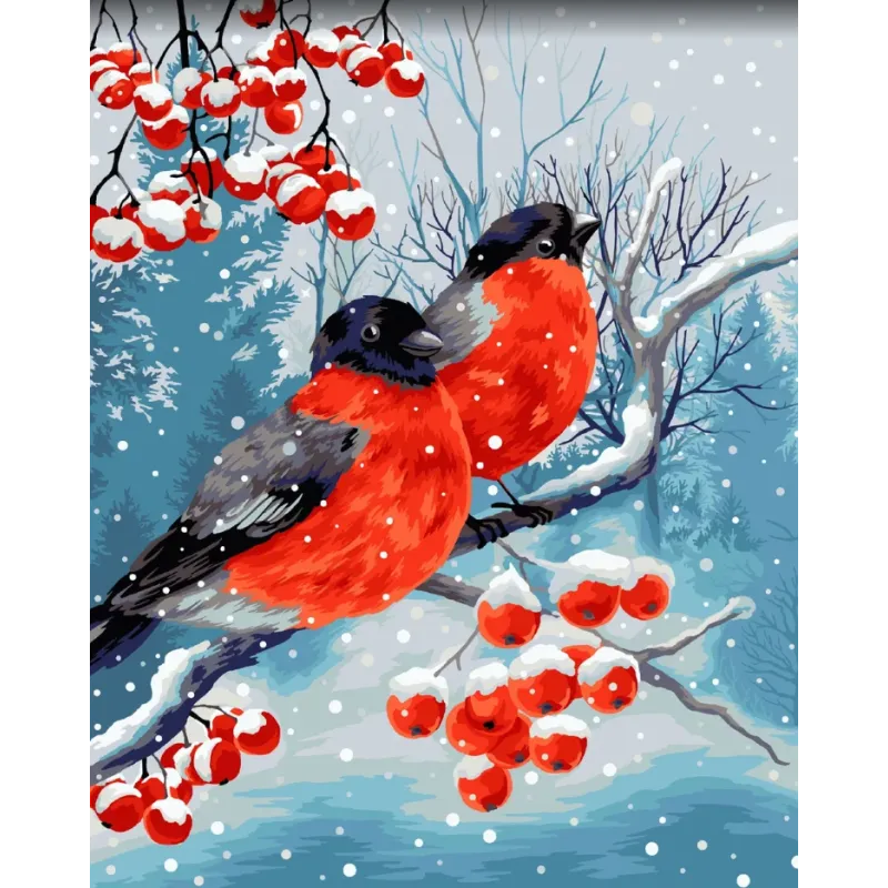 Diamond painting with subframe 40x50 cm   Bullfinches DP409