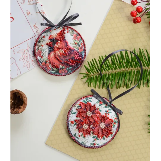 Dekorations-Set Roter Kardinal (Wintermärchen) 13,2 x 6,6 cm AABT-035