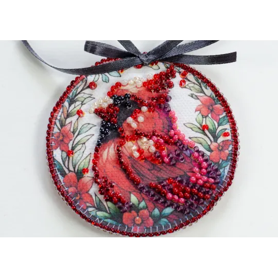 Dekorations-Set Roter Kardinal (Wintermärchen) 13,2 x 6,6 cm AABT-035