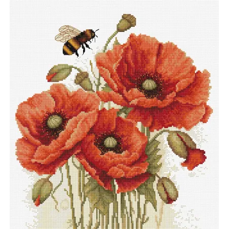 Kreuzstich-Set „Die Pracht der Sommer-Mohnblumen“ 24,5x27cm SB7042