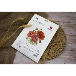 Kryželiu siuvinėjimo rinkinys „Vasaros aguonų spindesys“ 24,5x27cm SB7042