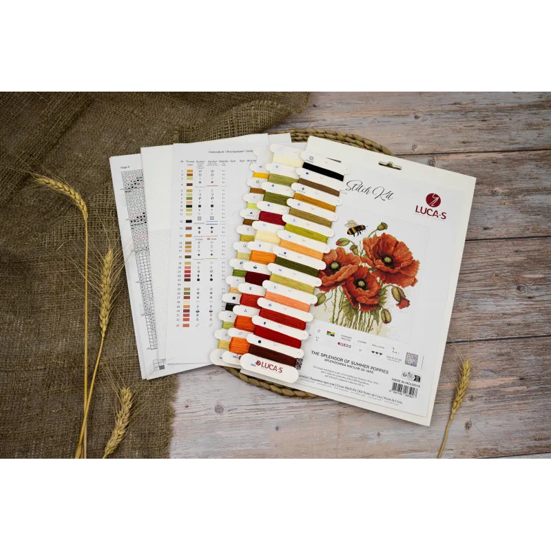Kreuzstich-Set „Die Pracht der Sommer-Mohnblumen“ 24,5x27cm SB7042