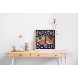 Kits de point de croix Meilleurs amis poules (Scènes Déco) 23x23 cm AAH-247