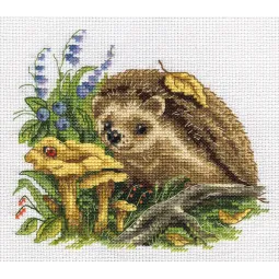 Cross stitch kit KLART "Hedgehog with mushrooms" KL8-202