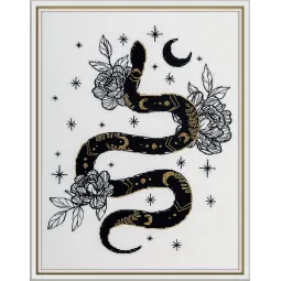 Kryželiu siuvinėjimo rinkinys PANNA "Black Gold. Snake" PJ-7477