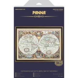Kryželiu siuvinėjimo rinkinys PANNA "Geografinis pasaulio žemėlapis" PPZ-1842