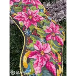 Cross stitch kit "Pink Poinsettia Christmas Stocking" 35x22 cm SK262