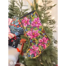 Набор для вышивания крестом «Рождественский чулок с розовой пуансеттией» 35x22 см SK262