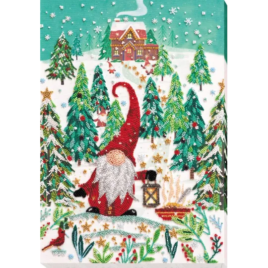 Hauptperlen-Stickset Besuch bei den Zwergen (Wintermärchen) 27x38 cm AAB-827