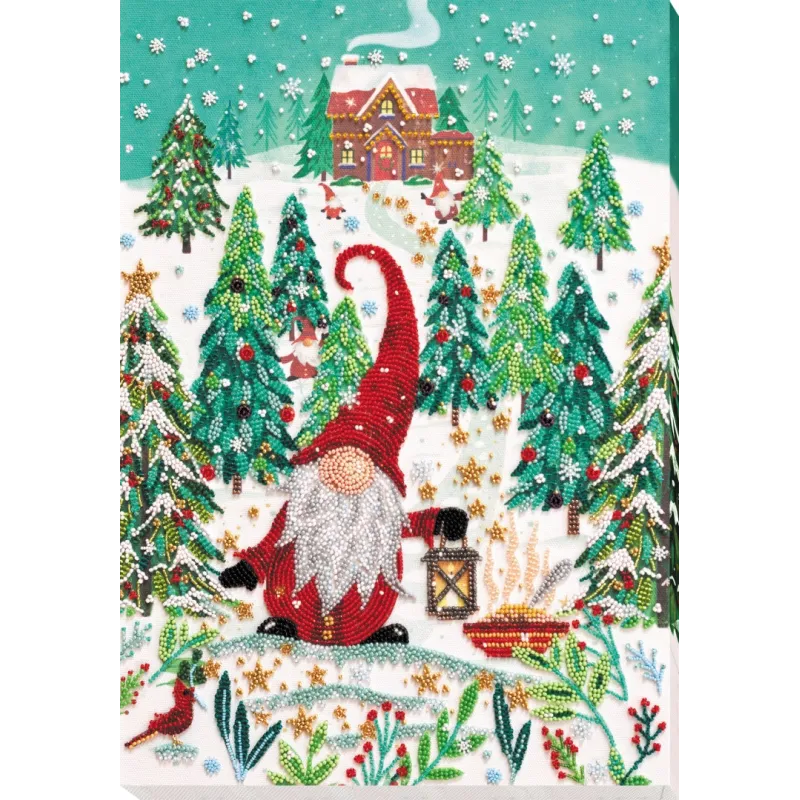 Hauptperlen-Stickset Besuch bei den Zwergen (Wintermärchen) 27x38 cm AAB-827
