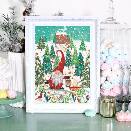 Hauptperlen-Stickset Besuch bei den Zwergen (Wintermärchen) 27x38 cm AAB-827