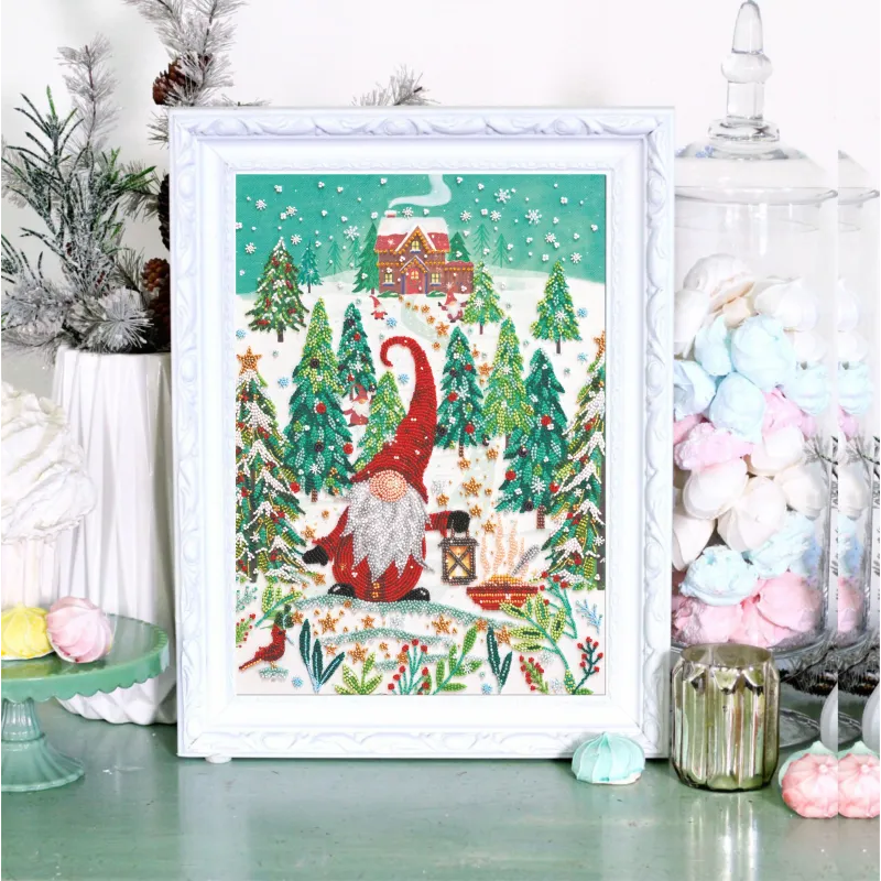 Hauptperlen-Stickset Besuch bei den Zwergen (Wintermärchen) 27x38 cm AAB-827