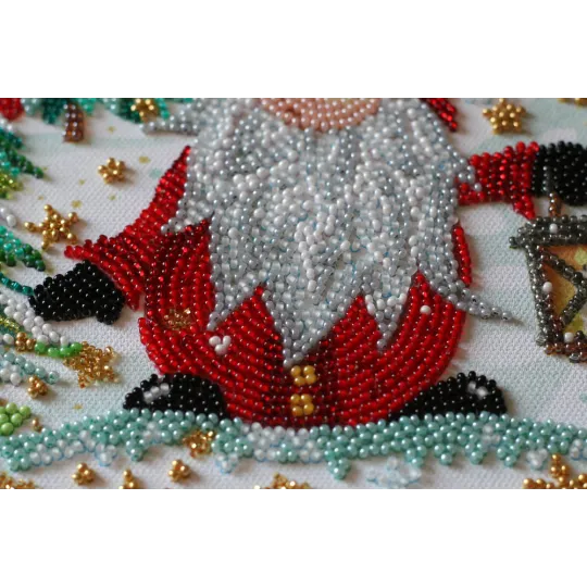 Hauptperlen-Stickset Besuch bei den Zwergen (Wintermärchen) 27x38 cm AAB-827