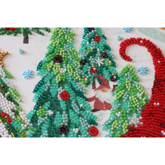 Hauptperlen-Stickset Besuch bei den Zwergen (Wintermärchen) 27x38 cm AAB-827