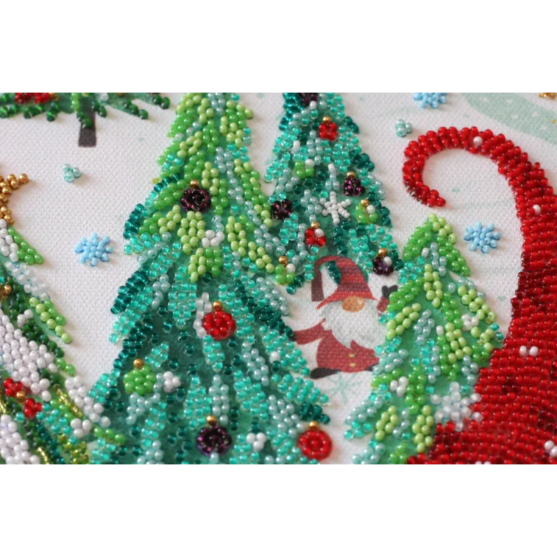 Hauptperlen-Stickset Besuch bei den Zwergen (Wintermärchen) 27x38 cm AAB-827