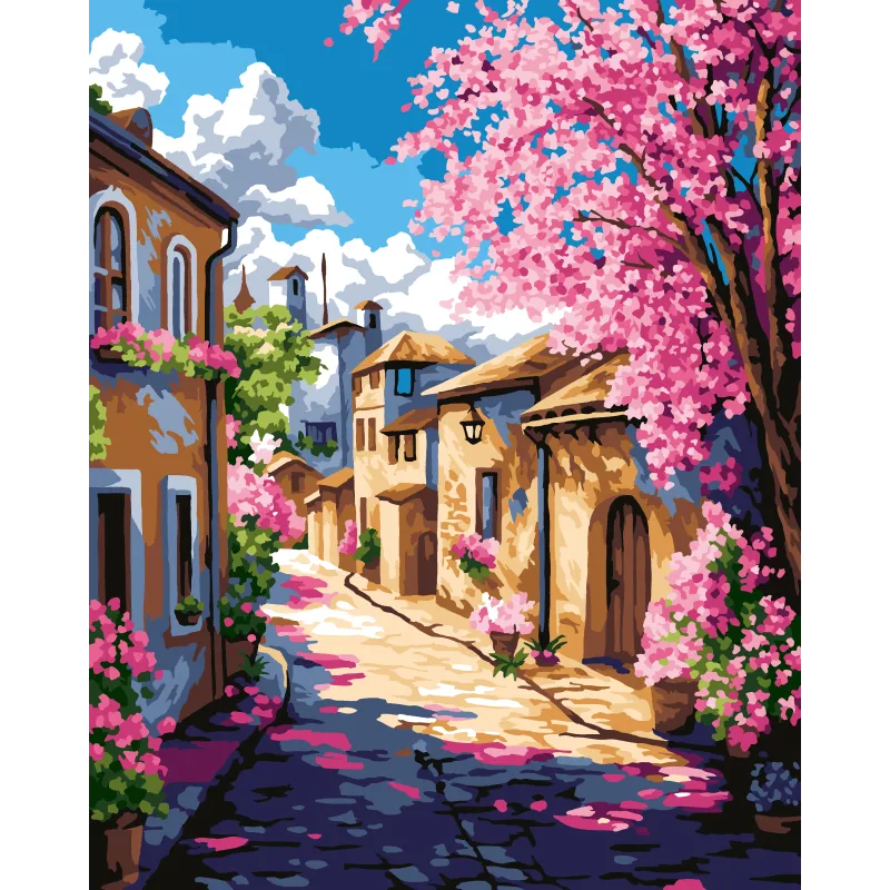 2024Paint by Numbers kit "Blooming streets of Provence" 40x50 cm W090