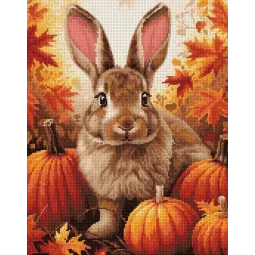 Diamant Malerei mit Unterrahmen "Hase in Kürbissen" 40x50 cm DP416