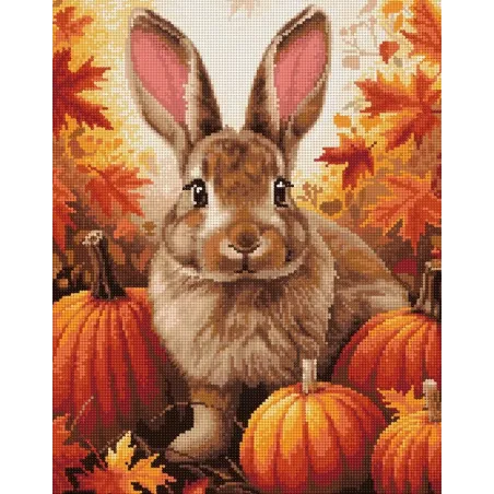 Diamant Malerei mit Unterrahmen "Hase in Kürbissen" 40x50 cm DP416