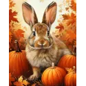 Diamant Malerei mit Unterrahmen "Hase in Kürbissen" 40x50 cm DP416