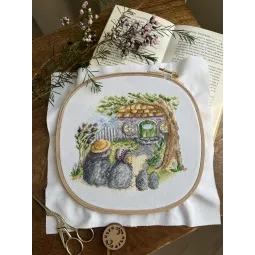 Kit de point de croix "Pendaison de crémaillère. Hérissons" SANN-33