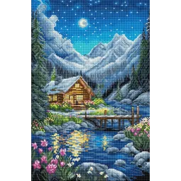Kit de point de croix Nuit au clair de lune 19x29cm SLETIL9916
