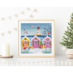 Набор для вышивания крестиком Snowy Sea Cottages 23x22cm SLETIL9915