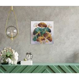 Vidutinio dydžio karoliukų siuvinėjimo rinkinys Smaragdo šakelė 20x20 cm AAMB-088