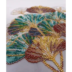 Mittelgroßer Perlenstickerei-Set Smaragd Zweig 20x20 cm AAMB-088