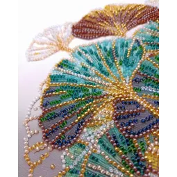 Mid-sized bead embroidery kit Emerald branch 20x20 cm AAMB-088