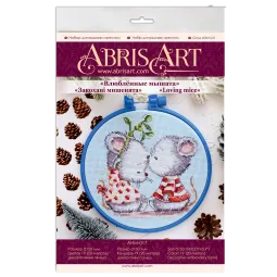 Cross-stitch kit with Hoop Included Fallen in love mice 15x15 cm AAHM-017