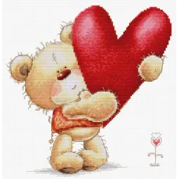 Kit Point de Croix "Grand Cœur" 18x19cm SB1422