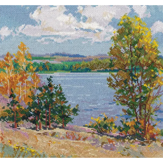 Kit de point de croix "L'automne au bord de la rivière" 23x23 cm S1651