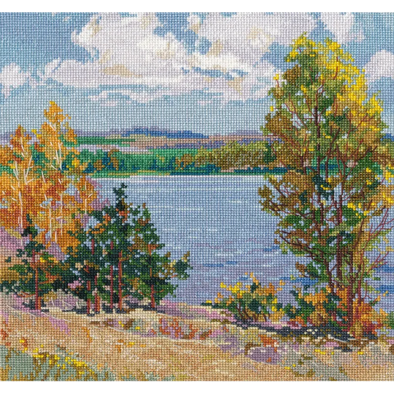 Набор для вышивания крестиком "Осень у реки" 23x23 см S1651