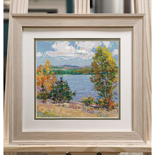 Kit de point de croix "L'automne au bord de la rivière" 23x23 cm S1651