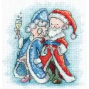 Cross stitch kit "Grandma and Santa Claus" 13,5х13,5 cm SANB-26