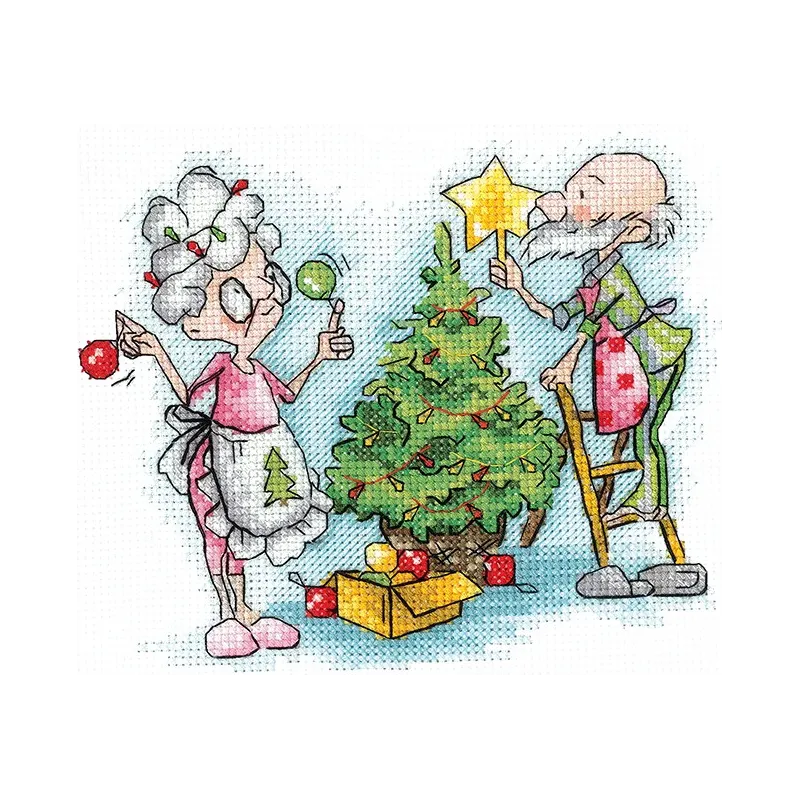 Cross stitch kit "Grandma and New Year" 13,5х13,5 cm SANB-27