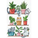 Cross Stitch Kit "Кошки и цветы" 15x23 см SANK-68