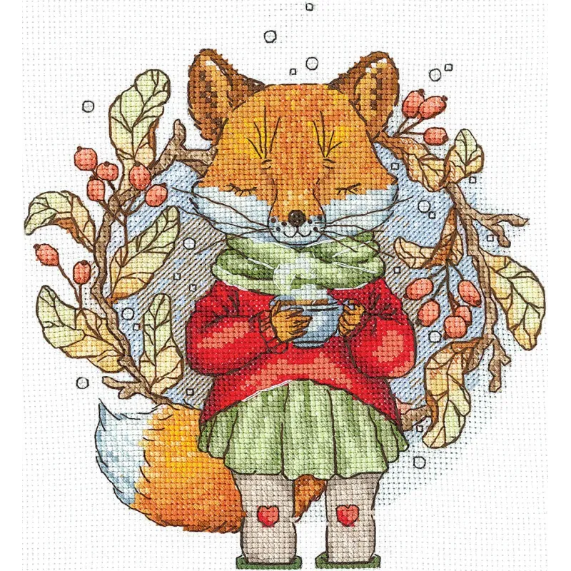 Cross stitch kit "Autumn tea" 15 х 17 cm SANO-32