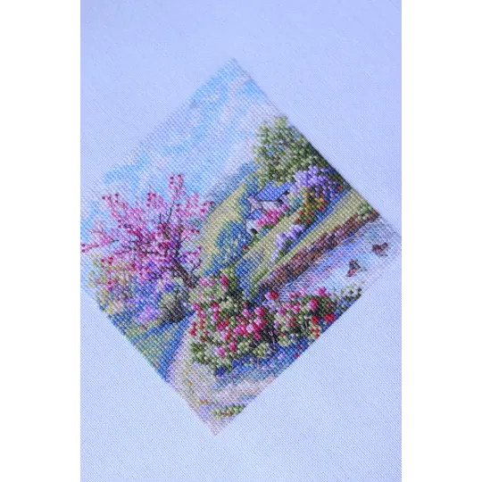 Kit point de croix Printemps 11,5x11,5 cm SK268B